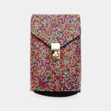 Bling Studded Rectangle Flap Crossbody Cellphone Bag