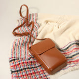 Solid Faux Leather Small Crossbody Bag / Phone Pouch Bag