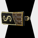Women's Bling Dollar Sign Chocolate Fanny Pack / Belt / Crossbody Bag