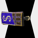 Women's Bling Dollar Sign Chocolate Fanny Pack / Belt / Crossbody Bag