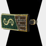 Women's Bling Dollar Sign Chocolate Fanny Pack / Belt / Crossbody Bag