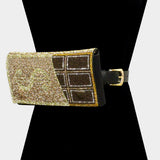 Women's Bling Dollar Sign Chocolate Fanny Pack / Belt / Crossbody Bag