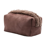 Sherpa Trim Faux Suede Pouch Bag