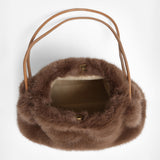 Solid Faux Fur Mini Handbag Shoulder Bag