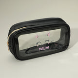 Meow Cat Face Printed Transparent Travel Cosmetic Pouch Bag