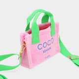 COCO MAMA Message Pointed Terry Cloth Mini Tote Bag / Crossbody Bag