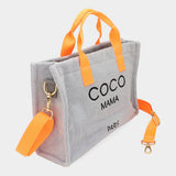 COCO MAMA Message Pointed Terry Small Tote Bag / Crossbody Bag