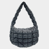 Faux Leather Quilted Puffer Shoulder Cloud Bag
