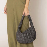 Faux Leather Quilted Puffer Shoulder Cloud Bag