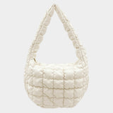 Faux Leather Quilted Puffer Shoulder Cloud Bag