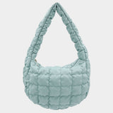 Faux Leather Quilted Puffer Shoulder Cloud Bag