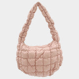 Faux Leather Quilted Puffer Shoulder Cloud Bag