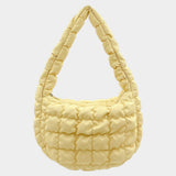 Faux Leather Quilted Puffer Shoulder Cloud Bag