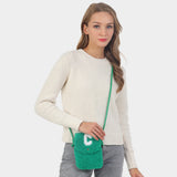 C Initial Monogram Sherpa Crossbody Cellphone Bag
