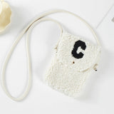 C Initial Monogram Sherpa Crossbody Cellphone Bag