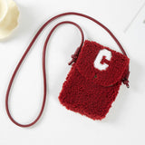 C Initial Monogram Sherpa Crossbody Cellphone Bag
