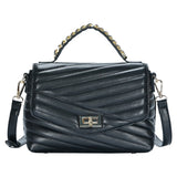 Line Detailed Faux Leather Tote Crossbody Bag