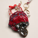 ALABAMA GAME DAY Football Helmet Sequin Seed Beaded Knot Keychain Mini Pouch Bag