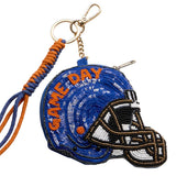 FLORIDA STATE GAME DAY Football Helmet Sequin Seed Beaded Knot Keychain Mini Pouch Bag
