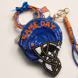 FLORIDA STATE GAME DAY Football Helmet Sequin Seed Beaded Knot Keychain Mini Pouch Bag