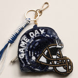 PENN STATE GAME DAY Football Helmet Sequin Seed Beaded Knot Keychain Mini Pouch Bag