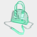 Rhinestone Embellished Metallic Tote / Crossbody Bag