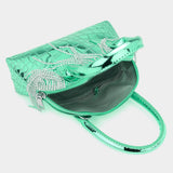 Rhinestone Embellished Metallic Tote / Crossbody Bag