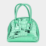 Rhinestone Embellished Metallic Tote / Crossbody Bag