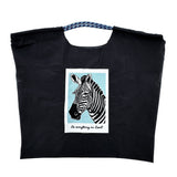 Embroidered Zebra Rope Nylon Tote Bag