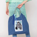 Embroidered Zebra Rope Nylon Tote Bag