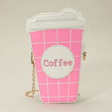 Faux Leather Coffee Cup Crossbody Bag