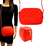 Faux Leather Quilted Crossbody Bag