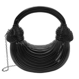 Hard Shell Metallic Sculpted Loop Top Handle Handbag