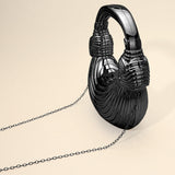 Hard Shell Metallic Sculpted Loop Top Handle Handbag