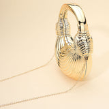 Hard Shell Metallic Sculpted Loop Top Handle Handbag