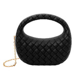 Hard Shell Braided Woven Top Handle Crossbody Handbag