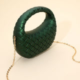 Hard Shell Braided Woven Top Handle Crossbody Handbag