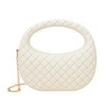 Hard Shell Braided Woven Top Handle Crossbody Handbag