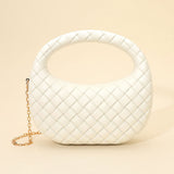 Hard Shell Braided Woven Top Handle Crossbody Handbag