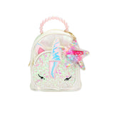 HOT FOCUS -Unicorn Pointed Sequin Embellished Tiny Mini Backpack with Star Keychain Pouch