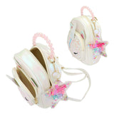 HOT FOCUS -Unicorn Pointed Sequin Embellished Tiny Mini Backpack with Star Keychain Pouch