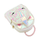 HOT FOCUS -Unicorn Pointed Sequin Embellished Tiny Mini Backpack with Star Keychain Pouch