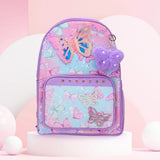 HOT FOCUS - Butterfly Patch Decorative Deluxe Backpack with a Pom Pom Keychain