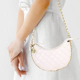 Faux Leather Quilted Chain Strap Crossbody Bag