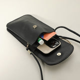Metal Ring Handle Faux Leather Mini Phone Pouch Clutch Bag / Crossbody Bag