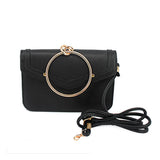 Metal Ring Handle Faux Leather Mini Envelope Clutch Bag / Crossbody Bag