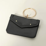 Metal Ring Handle Faux Leather Mini Envelope Clutch Bag / Crossbody Bag