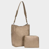 Vegan Leather Shoulder and Pouch Bag