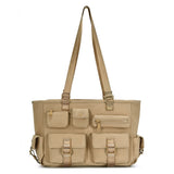 Multi Pocket Utility Shoulder Tote Bag