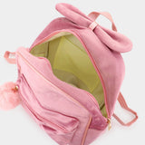 Bow Pointed Solid Faux Fur Pom Pom Backpack Bag